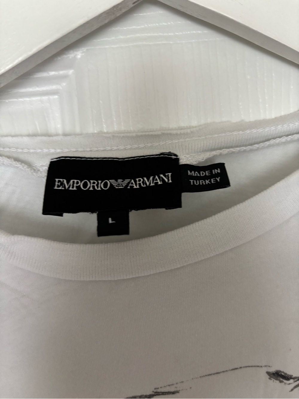 Emporio Armani White T-Shirt with Black Portrait and Green Accent - Picture 3 of 6